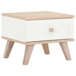 Nachtkästchen in Weiß, Eichefarben