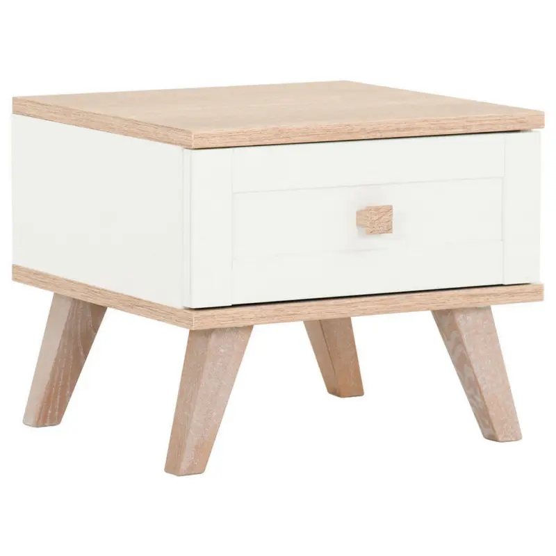 Nachtkästchen in Weiß, Eichefarben