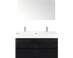 Hornbach Badmöbel-Set Sanox Maxx XL Keramik 170x121x45,5 cm Doppel-Keramikwaschbecken black oak mit Spiegel