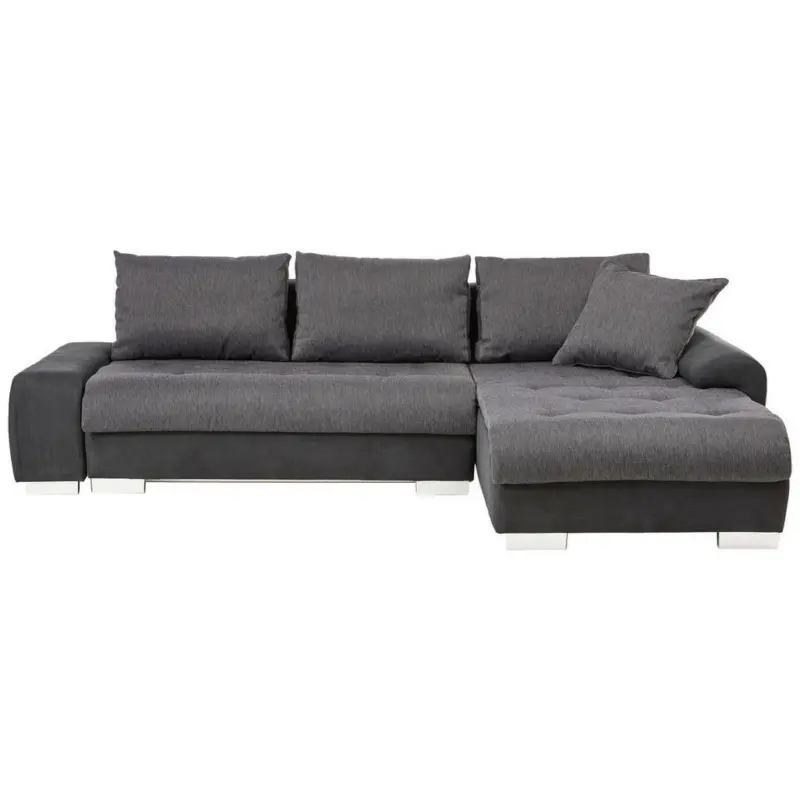Ecksofa in Webstoff, Flachgewebe Anthrazit, Schwarz