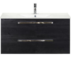 Waschbeckenunterschrank Sanox Seville Keramik 52x101x46 cm mit Keramikwaschbecken black oak