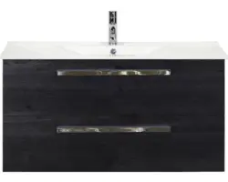 Waschbeckenunterschrank Sanox Seville Keramik 52x101x46 cm mit Keramikwaschbecken black oak