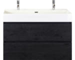 Hornbach Waschbeckenunterschrank Sanox Maxx XL Keramik 73x101x45,5 cm mit Doppel-Keramikwaschbecken black oak