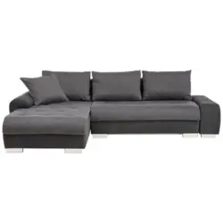 Ecksofa in Webstoff, Flachgewebe Anthrazit, Schwarz