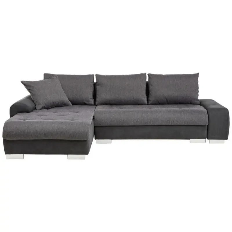 Ecksofa in Webstoff, Flachgewebe Anthrazit, Schwarz