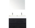 Hornbach Badmöbel-Set Sanox Maxx XL Keramik 170x101x45,5 cm Doppel-Keramikwaschbecken black oak mit Spiegel
