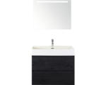 Hornbach Badmöbel-Set Sanox Maxx XL Keramik 183x81x45,5 cm Keramikwaschbecken black oak mit LED-Beleuchtung