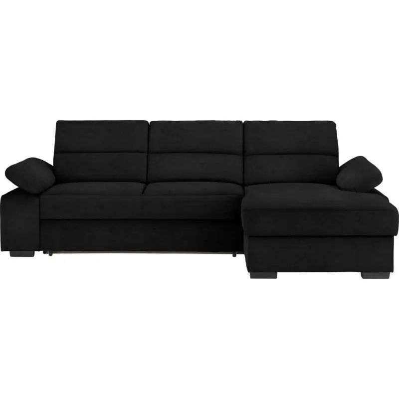 Ecksofa in Flachgewebe Schwarz