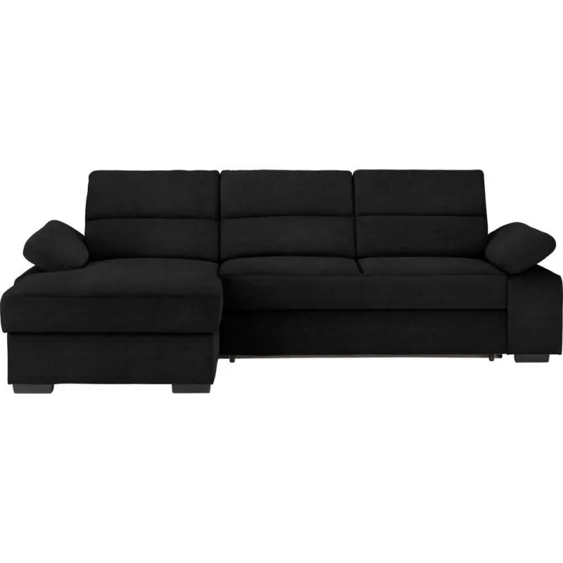 Ecksofa in Flachgewebe Schwarz