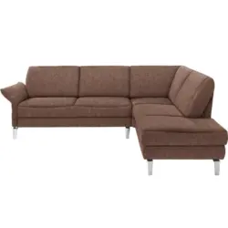 Ecksofa in Webstoff Braun, Orange