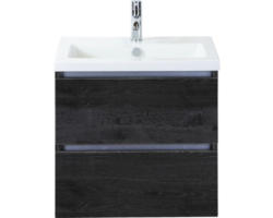 Waschbeckenunterschrank Sanox Vogue Keramik 59x61x41 cm mit Keramikwaschbecken black oak