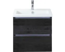 Waschbeckenunterschrank Sanox Vogue Keramik 59x61x41 cm mit Keramikwaschbecken black oak