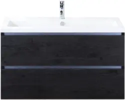 Waschbeckenunterschrank Sanox Vogue Keramik 59x101x41 cm mit Keramikwaschbecken black oak