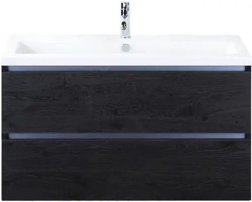 Waschbeckenunterschrank Sanox Vogue Keramik 59x101x41 cm mit Keramikwaschbecken black oak