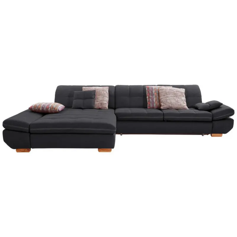 Ecksofa in Mikrofaser Schwarz