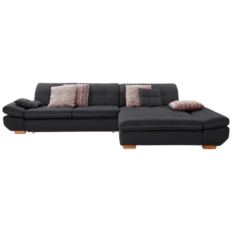 Ecksofa in Mikrofaser Schwarz