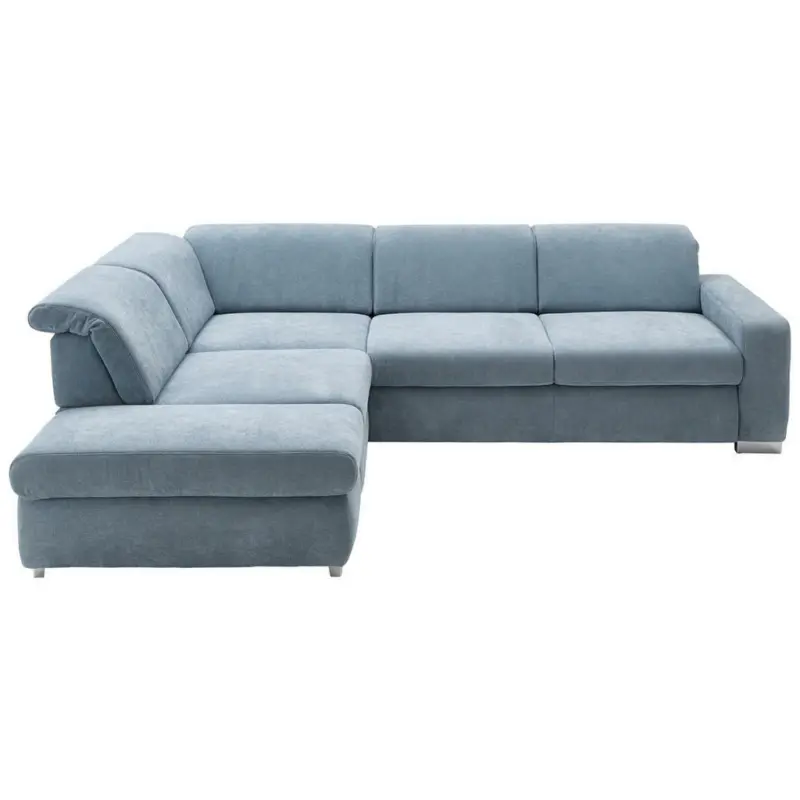 Ecksofa in Flachgewebe Hellblau