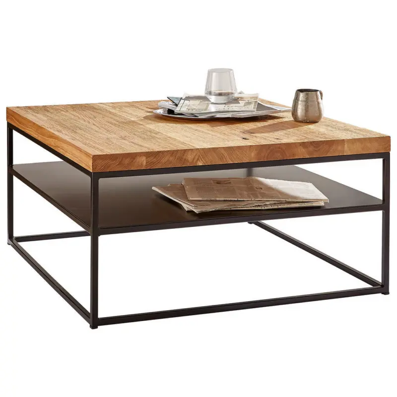 Couchtisch in Holz, Metall 80/80/40 cm