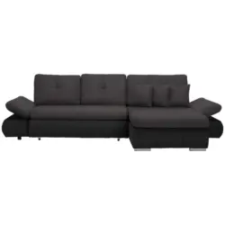 Ecksofa in Webstoff Anthrazit, Dunkelgrau