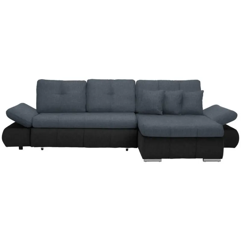 Ecksofa in Webstoff Anthrazit, Dunkelblau