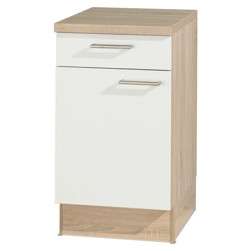 Küchenunterschrank 50/91,8/60 cm in Weiß, Sonoma Eiche