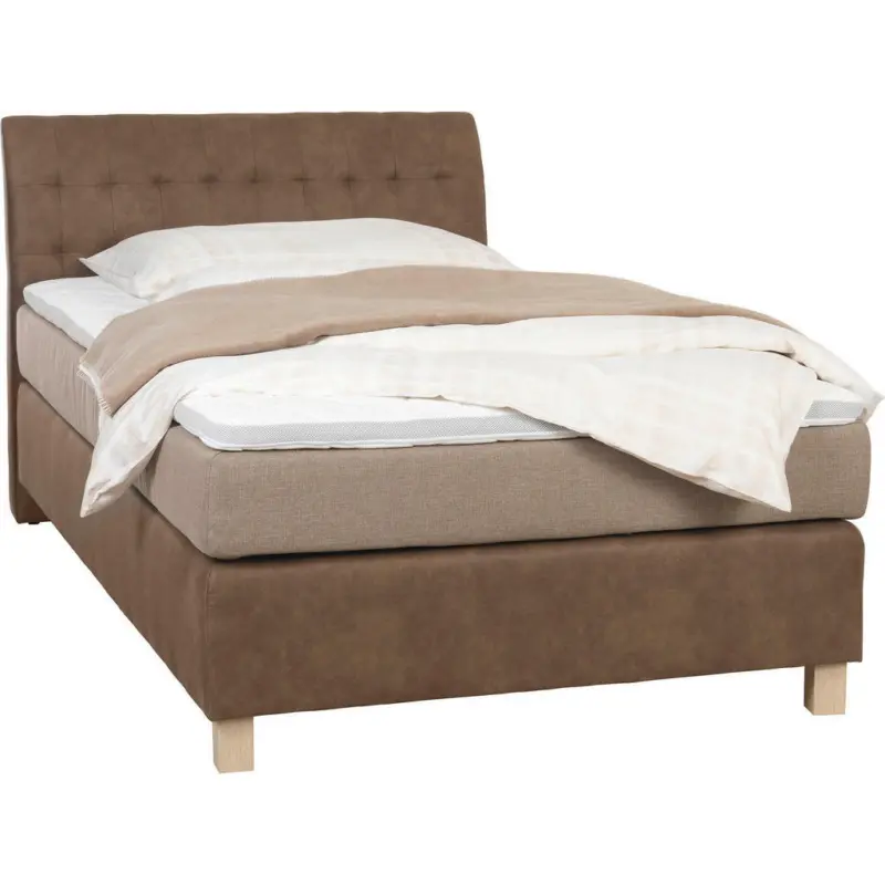 Boxspringbett 140/200 cm in Beige, Hellbraun