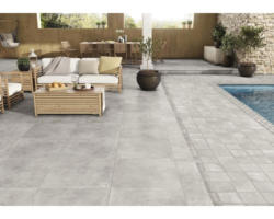 Feinsteinzeug Terrassenplatte Smartgrip Beton Dekor 1 rektifizierte Kante 60 x 60 x 2 cm