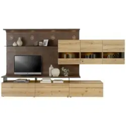 Wohnwand 357,5/200/55,7 cm in Eichefarben, Rostfarben