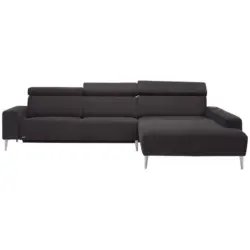 Ecksofa in Webstoff Dunkelbraun