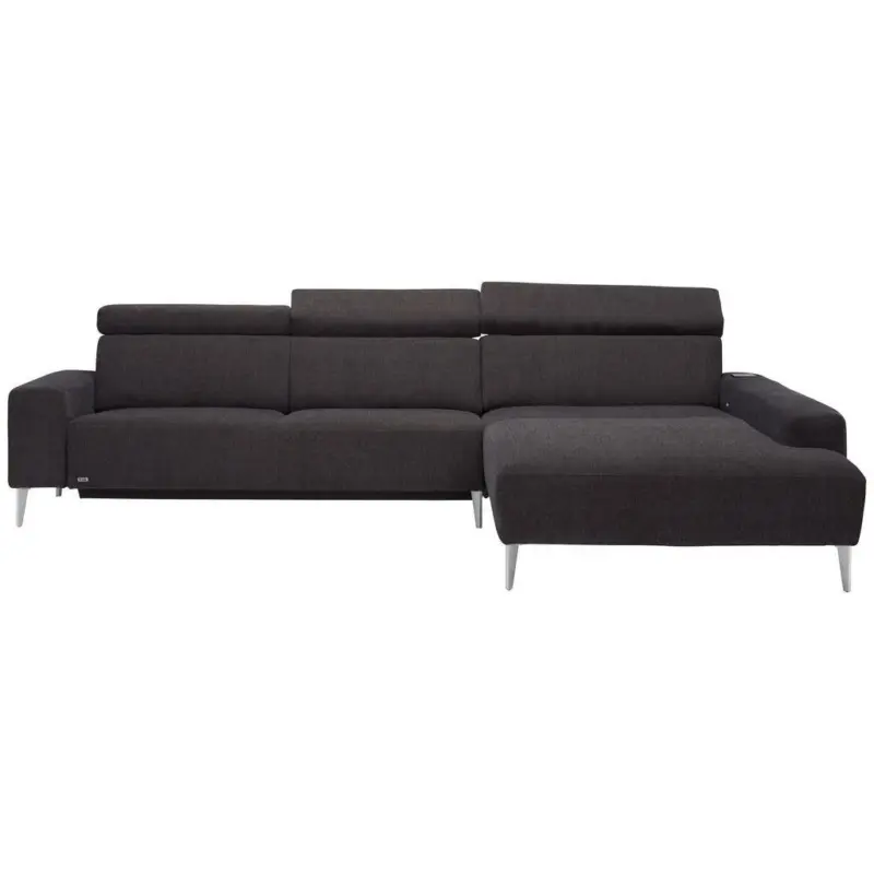 Ecksofa in Webstoff Dunkelbraun