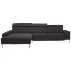 Ecksofa in Webstoff Dunkelbraun