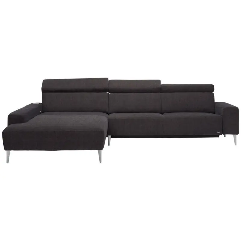 Ecksofa in Webstoff Dunkelbraun