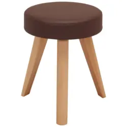 Hocker in Holz, Textil Braun, Buchefarben