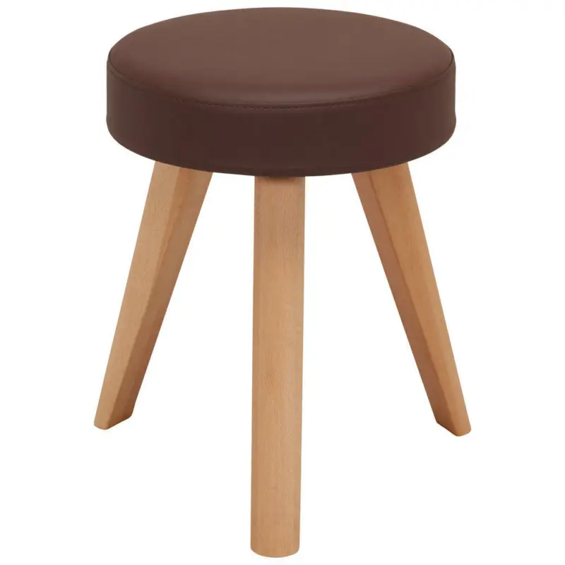 Hocker in Holz, Textil Braun, Buchefarben