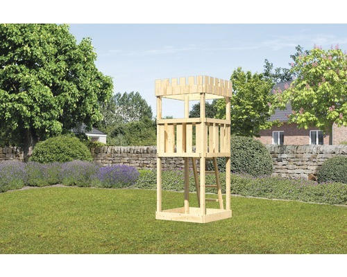 Karibu Akubi Spielturm Ritterburg Löwenherz Holz inkl. Rutsche, Leiter und Brüstung