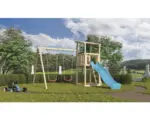 Hornbach Karibu Spielturm Pultdach Anna Fichte inkl. Doppelschaukelanbau und Rutsche blau