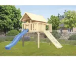 Hornbach Karibu Stelzenhaus Fidel Fichte inkl. Wellenrutsche 3 m blau und Holzrampe