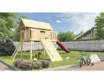 Hornbach Karibu Stelzenhaus Fidel Fichte inkl. Wellenrutsche 3 m rot und Holzrampe