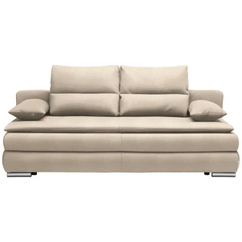 Schlafsofa in Webstoff Creme, Silberfarben