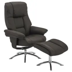 Relaxsesselset in Metall, Textil Anthrazit, Chromfarben