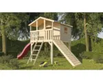 Hornbach Karibu Stelzenhaus Benjamin Fichte inkl. Holzrampe und Rutsche 3 m rot
