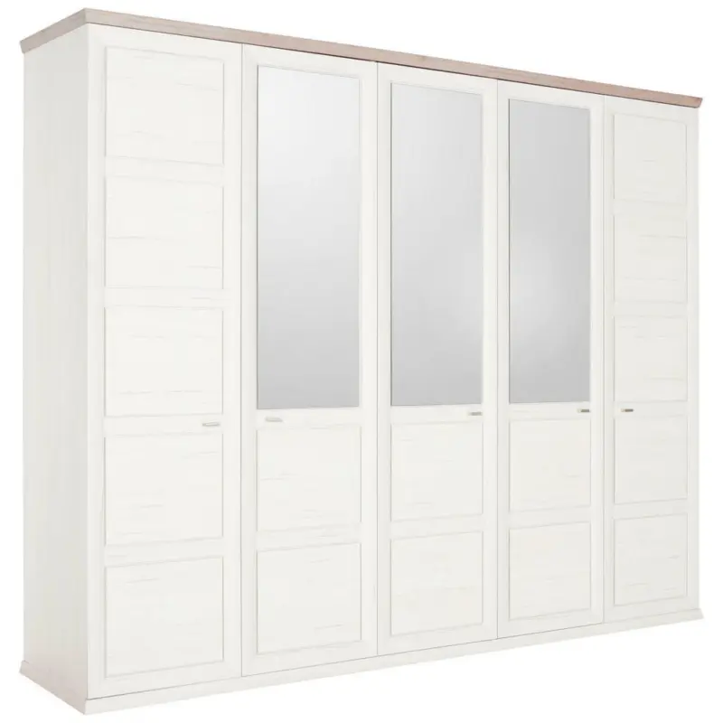 Drehtürenschrank in Grau, Weiß