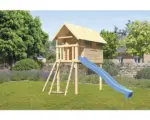 Hornbach Karibu Stelzenhaus Gernegroß naturbelassen inkl. Netzrampe und Rutsche blau