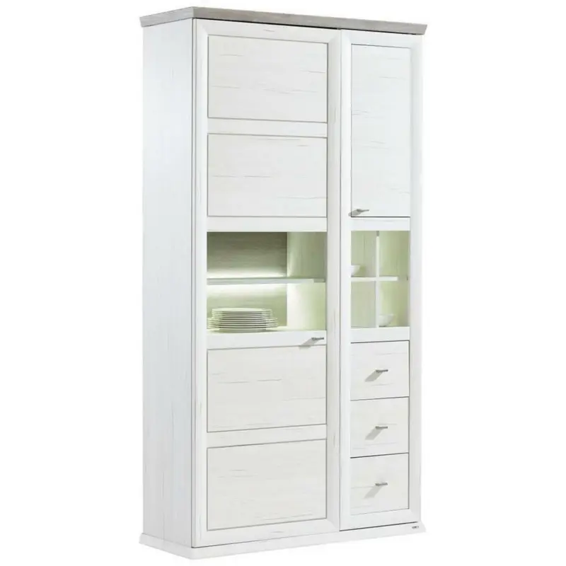 Vitrine in Grau, Weiß