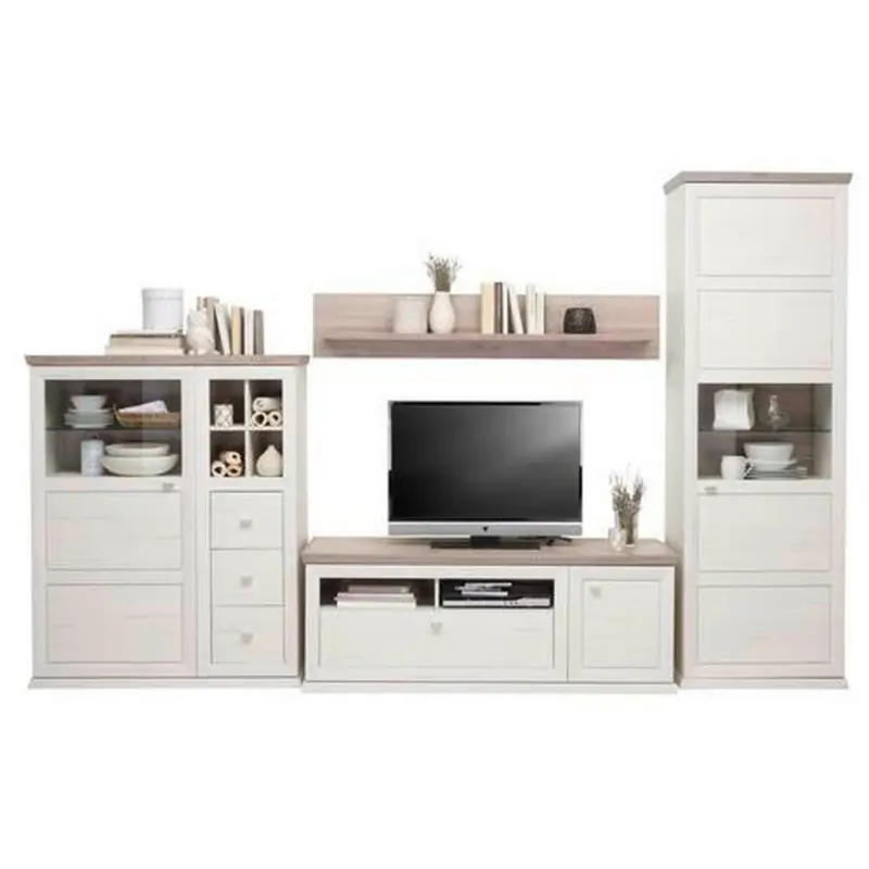 Wohnwand 330/209,2/50,1 cm in Grau, Weiß