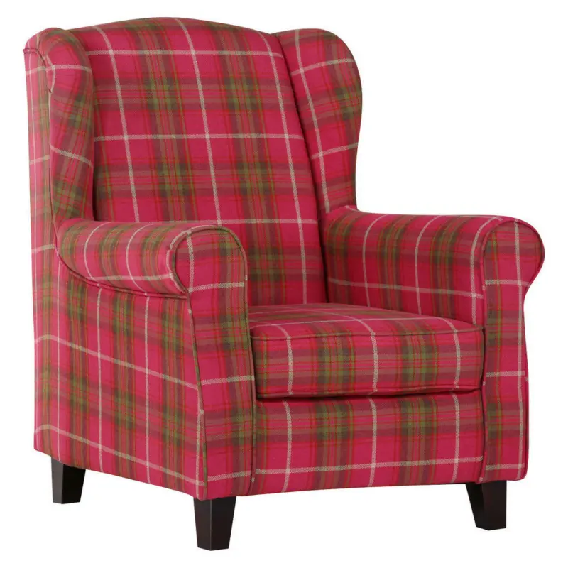 Ohrensessel in Flachgewebe Multicolor, Rot