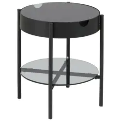 Beistelltisch in Metall, Glas 45/45/50 cm