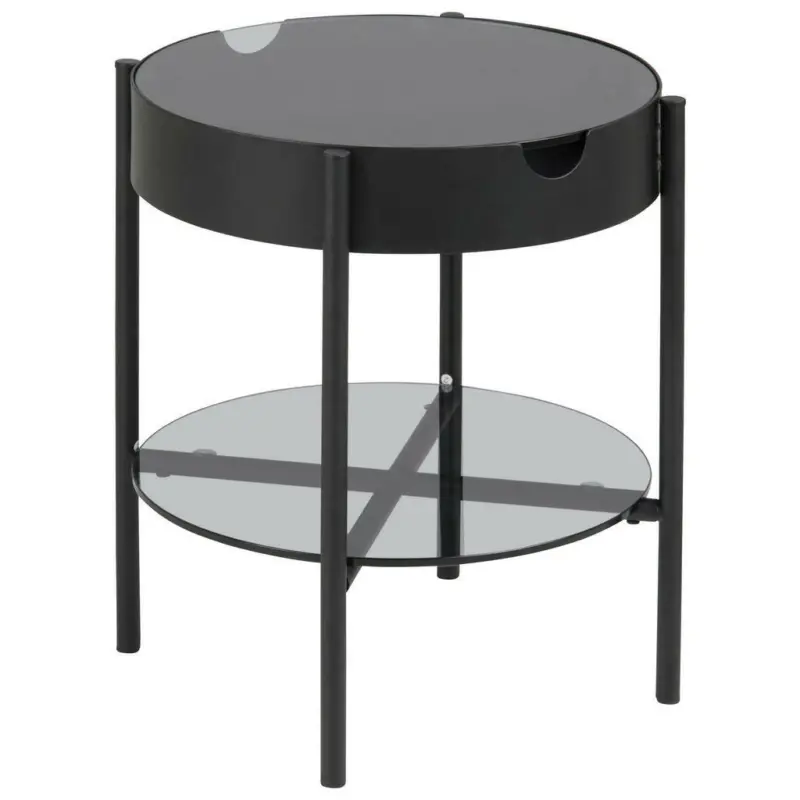Beistelltisch in Metall, Glas 45/45/50 cm