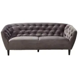 Chesterfield-Sofa in Samt Dunkelgrau