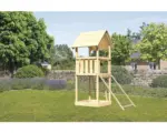 Hornbach Karibu Kinderspielturm "Lotti" Satteldach SET aus nordischer Fichte, naturbelassen mit Netzrampe